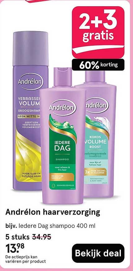 Andrélon haarverzorging 2+3 gratis