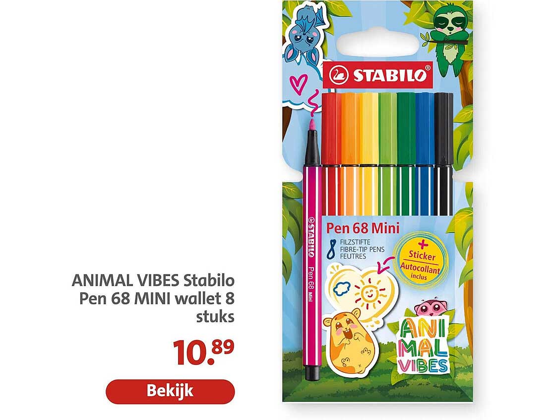 ANIMAL VIBES Stabilo Pen 68 MINI wallet 8 stuks