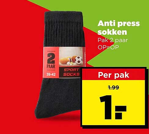 Anti press sokken Pak 2 paar OP=OP