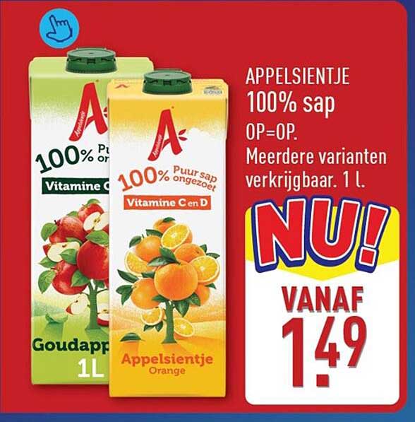 Appelsientje 100% sap OP=OP. Meerdere varianten verkrijgbaar. 1 l.
