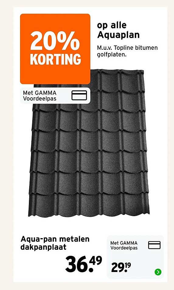 Aqua-pan metalen dakpanplaat 20% KORTING