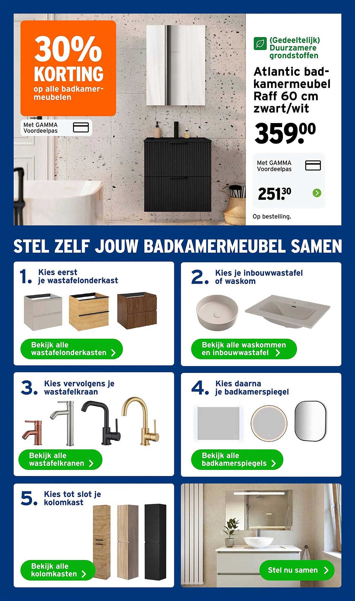Atlantic badkamermeubel Raff 60 cm zwart/wit