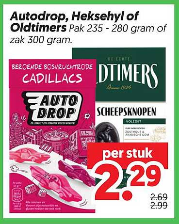 Autodrop, Heksehyl of Oldtimers Pak 235 - 280 gram of zak 300 gram
