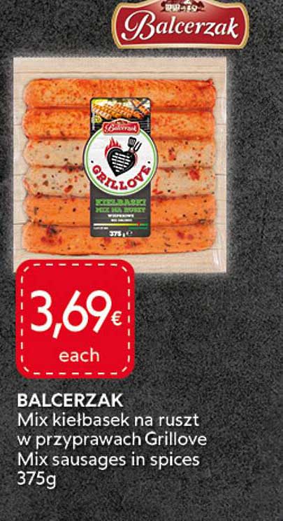BALCERZAK Mix kiełbasek na ruszt w przyprawach Grillove Mix sausages in spices 375g