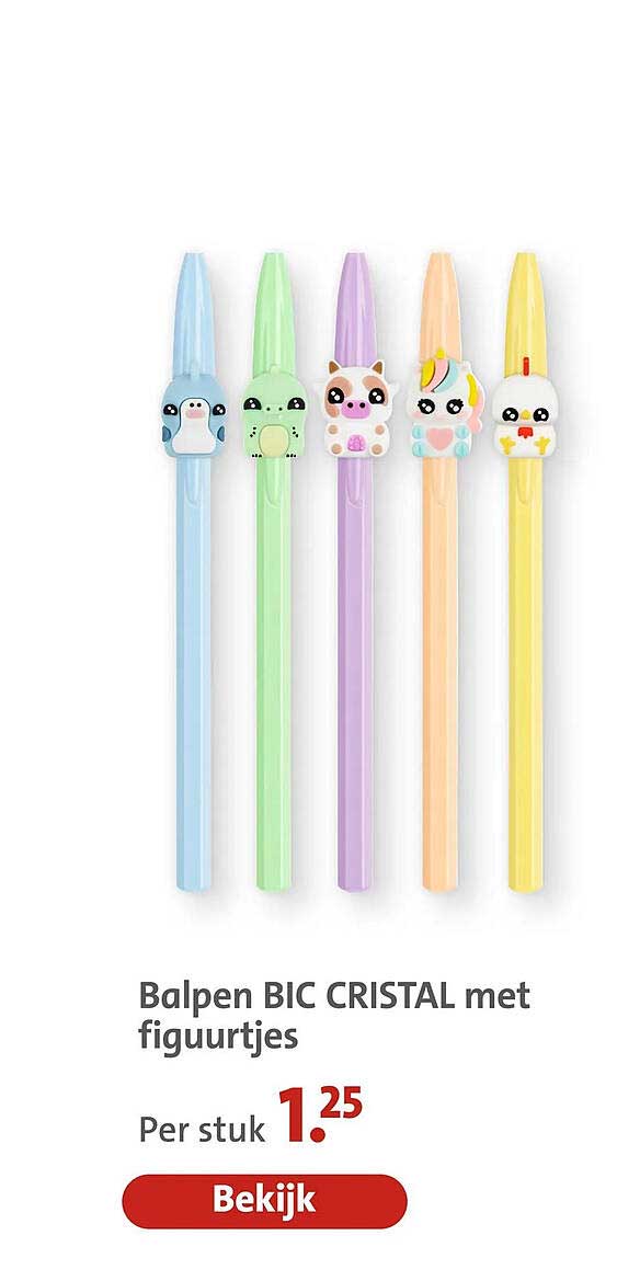 Balpen BIC CRISTAL met figuurtjes