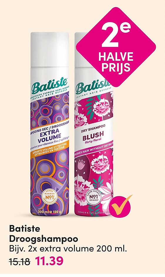 Batiste Droogshampoo 2e halve prijs