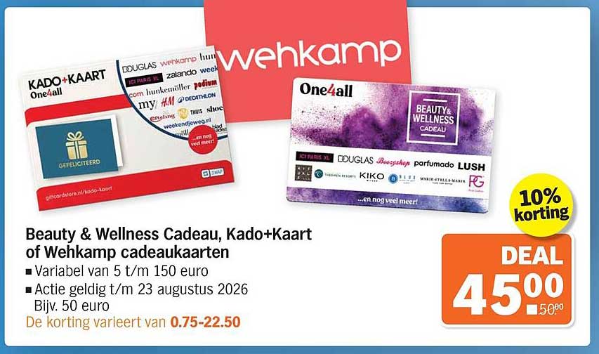 Beauty & Wellness Cadeau, Kado+Kaart of Wehkamp cadeaukaarten 10% korting