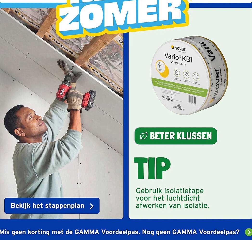 Beter klussen TIP Gebruik isolatietape voor het luchtdicht afwerken van isolatie.