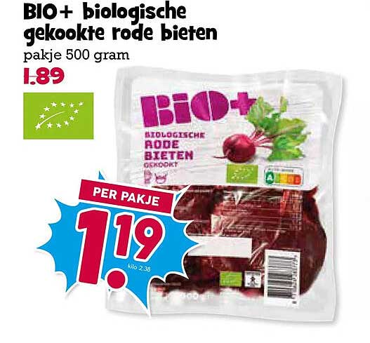 BIO+ biologische gekookte rode bieten
