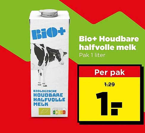 Bio+ Houdbare halfvolle melk Pak 1 liter