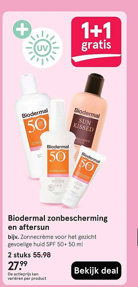 Biodermal zonbescherming en aftersun 1+1 gratis