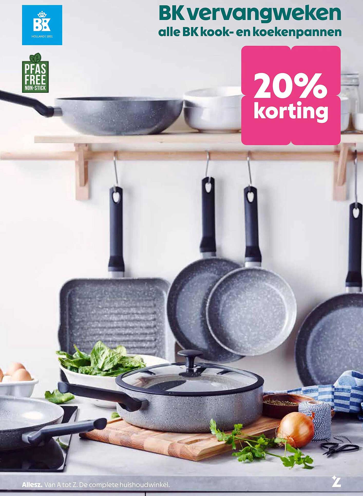 BK vervangweken alle BK kook- en koekenpannen 20% korting