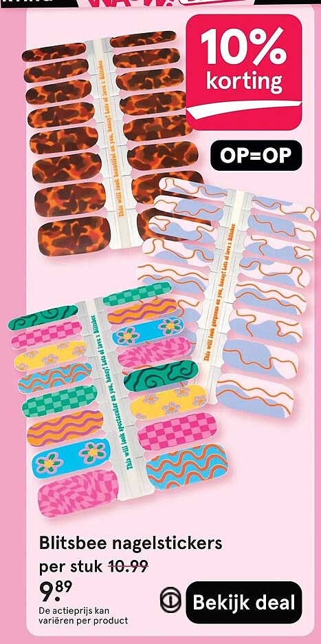 Blitsbee nagelstickers 10% korting OP=OP