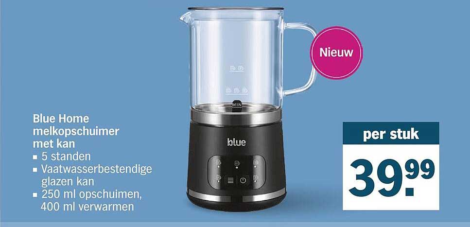 Blue Home melkopschuimer met kan