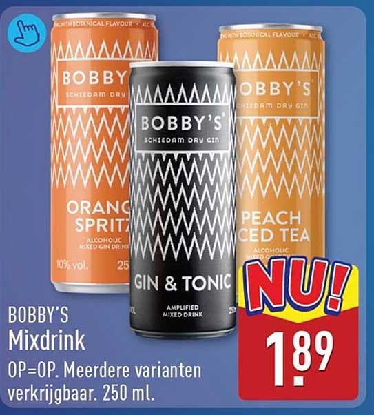 BOBBY'S Mixdrink OP=OP Meerdere varianten verkrijgbaar. 250 ml.