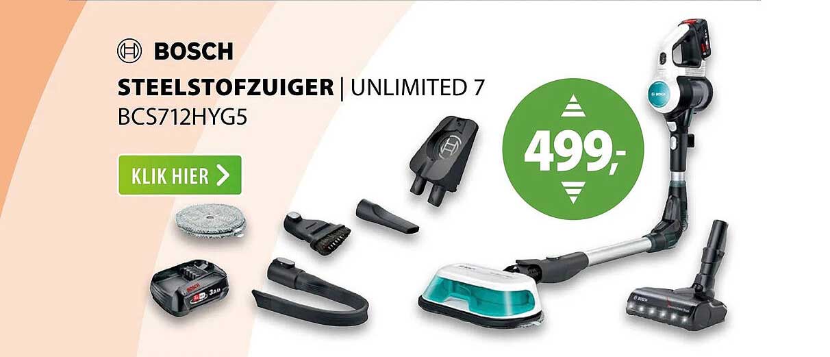 BOSCH STEELSTOFZUIGER | UNLIMITED 7 BCS712HYG5
