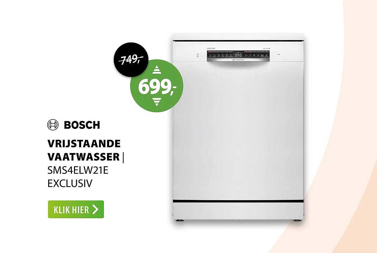 Bosch vrijstaande vaatwasser SMS4ELW21E exclusiv