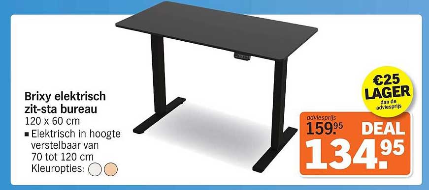 Brixy elektrisch zit-sta bureau 120 x 60 cm