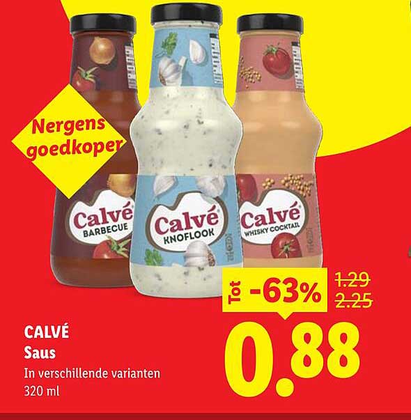 CALVÉ Saus In verschillende varianten 320 ml Tot -63%