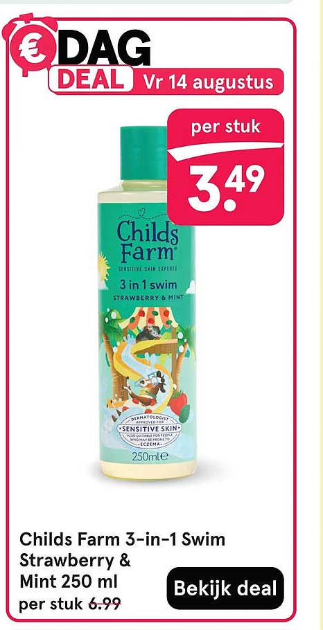 Childs Farm 3-in-1 Swim Strawberry & Mint 250 ml per stuk