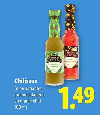 Chilisaus In de varianten groene jalapeno en oranje chili 100 ml