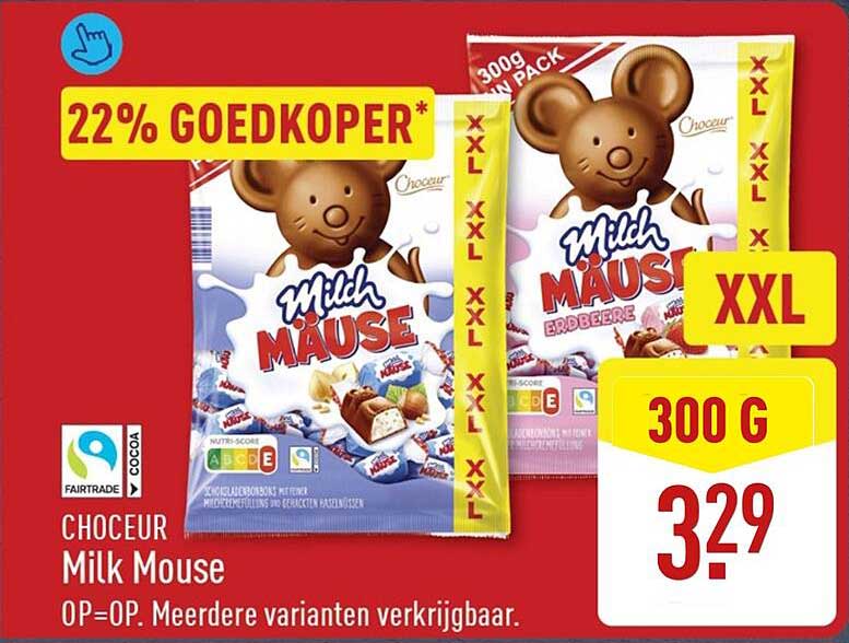 CHOCEUR Milk Mouse 22% goedkoper*
