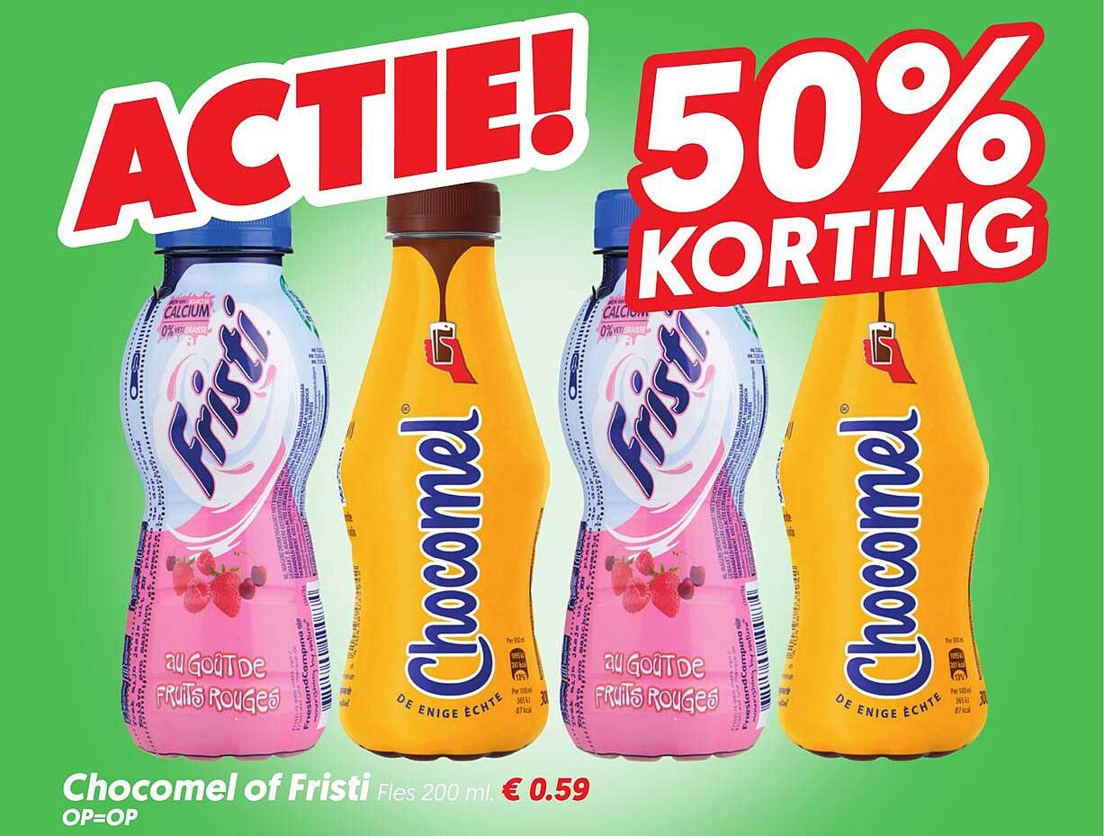 Chocomel of Fristi Fles 200 ml 50% korting