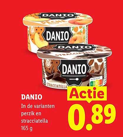 DANIO In de varianten perzik en stracciatella 165 g Actie