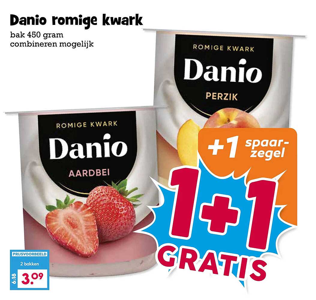 Danio romige kwark bak 450 gram combineren mogelijk 1+1 GRATIS +1 spaarzegel