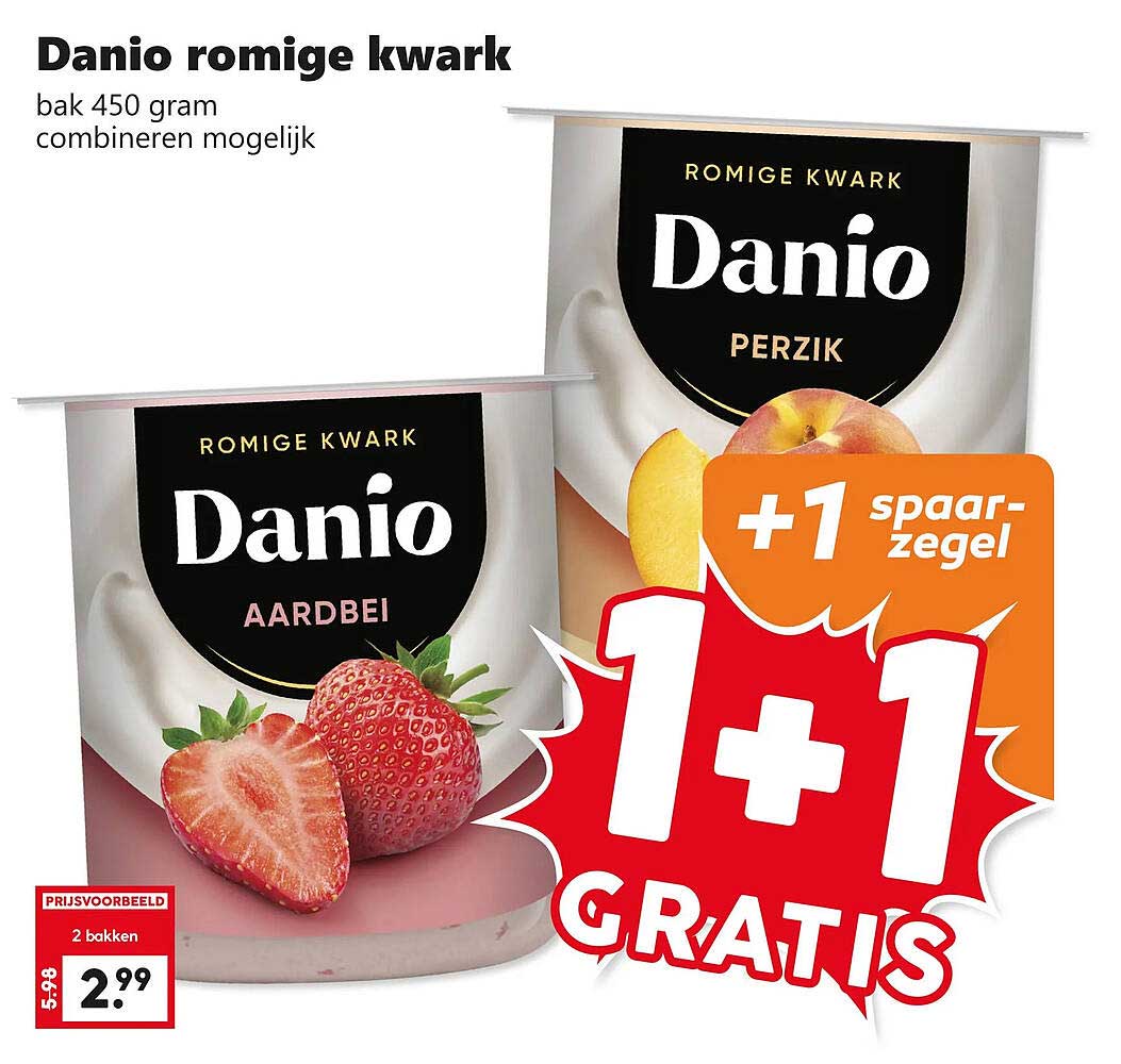Danio romige kwark bak 450 gram combineren mogelijk 1+1 gratis