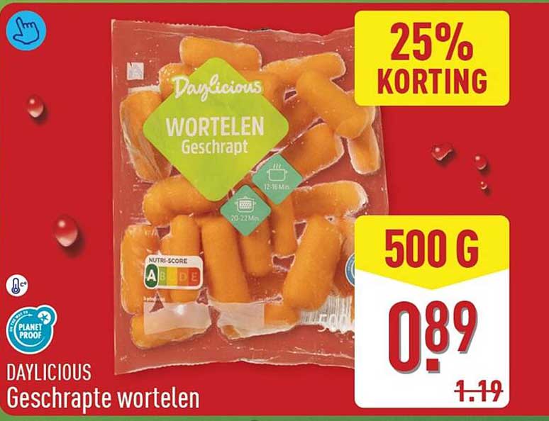 Daylicious Geschrapte wortelen 25% KORTING