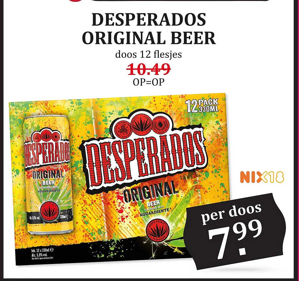 DESPERADOS ORIGINAL BEER doos 12 flesjes