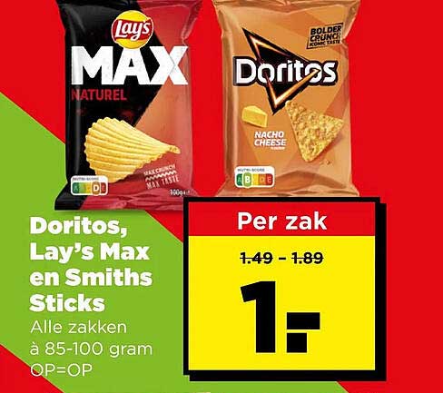 Doritos, Lay’s Max en Smiths Sticks