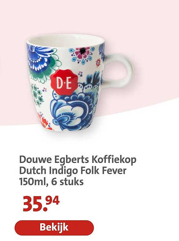 Douwe Egberts Koffiekop Dutch Indigo Folk Fever 150ml, 6 stuks