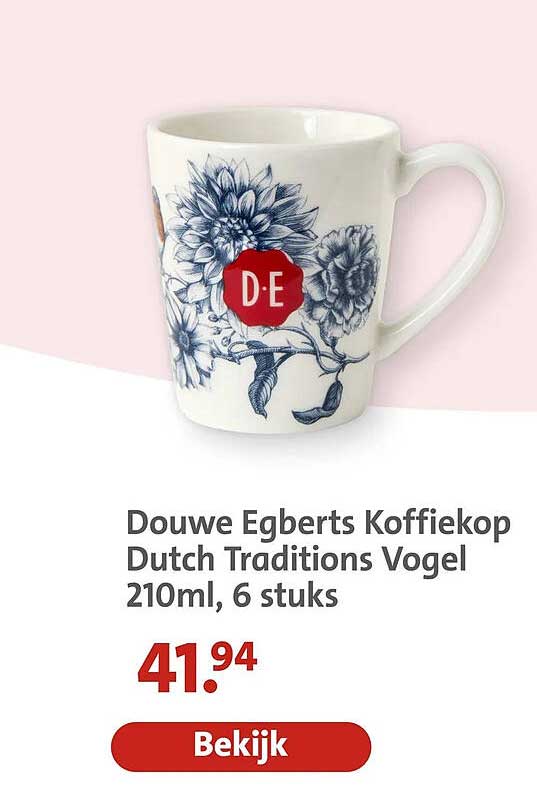 Douwe Egberts Koffiekop Dutch Traditions Vogel 210ml, 6 stuks