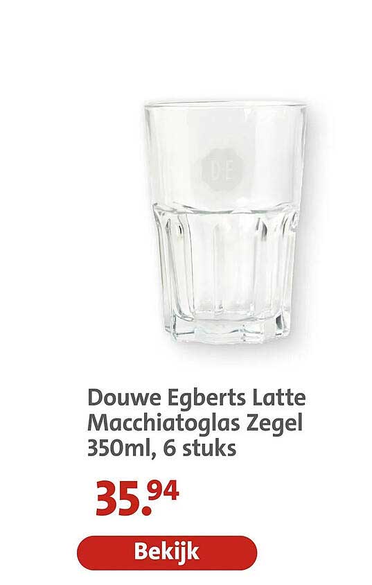 Douwe Egberts Latte Macchiatglas Zegel 350ml, 6 stuks