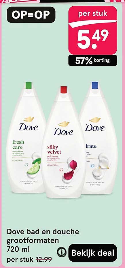Dove bad en douche grootformaten 720 ml