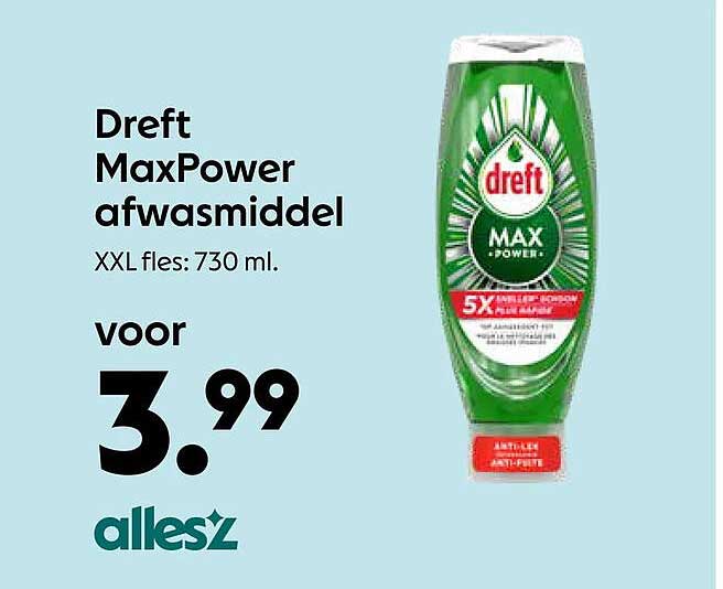 Dreft MaxPower afwasmiddel XXL fles: 730 ml.