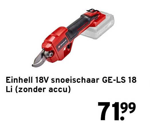 Einhell 18V snoeischaar GE-LS 18 Li (zonder accu)