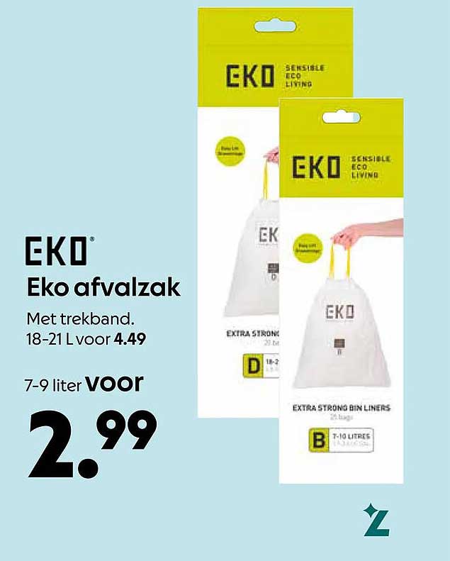 EKO Eko afvalzak Met trekband. 18-21 L voor 4.49 7-9 liter voor