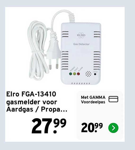 Elro FGA-13410 gasmelder voor Aardgas / Propa...