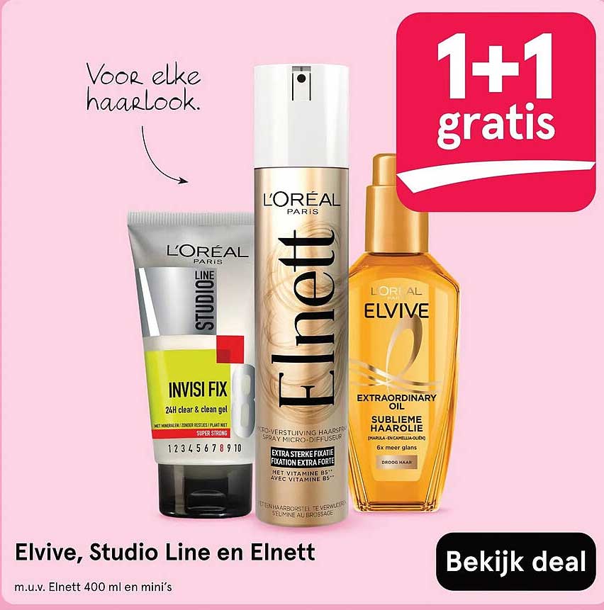 Elvive, Studio Line en Elnett 1+1 gratis