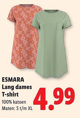 ESMARA Lang dames T-shirt 100% katoen Maten: S t/m XL