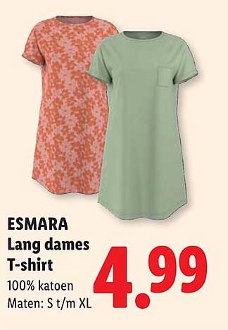 ESMARA Lang dames T-shirt 100% katoen Maten: S t/m XL