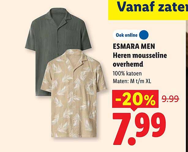 ESMARA MEN Heren mousseline overhemd -20%