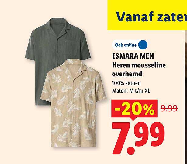ESMARA MEN Heren mousseline overhemd
