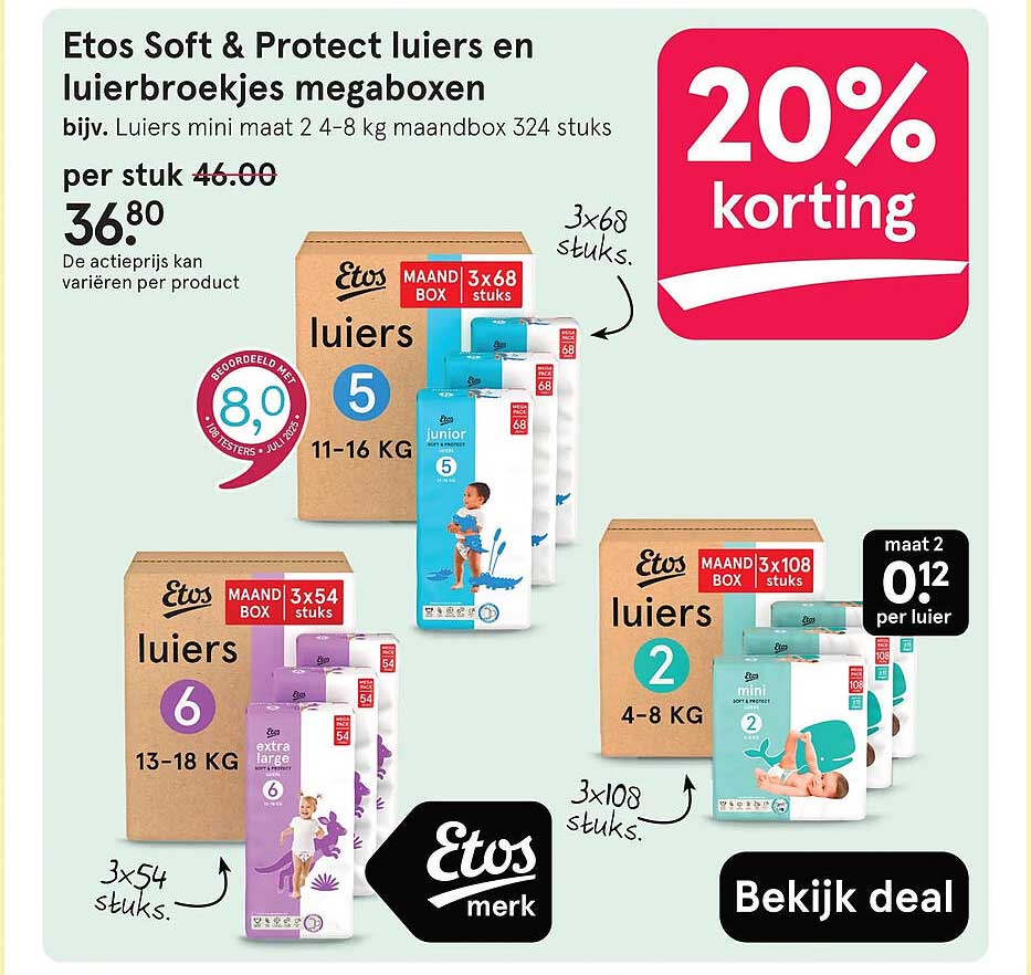 Etos Soft & Protect luiers en luierbroekjes megaboxen