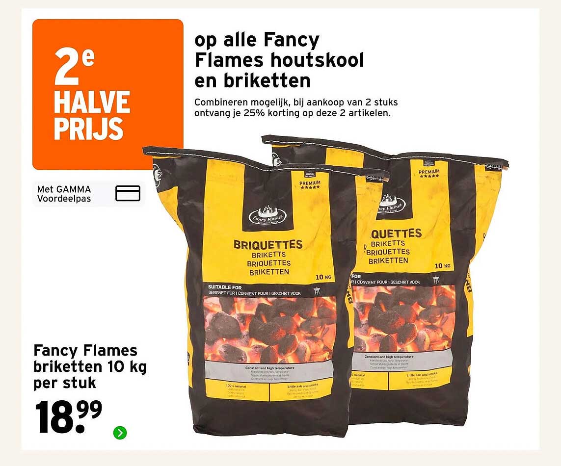Fancy Flames briketten 10 kg per stuk 2e halve prijs