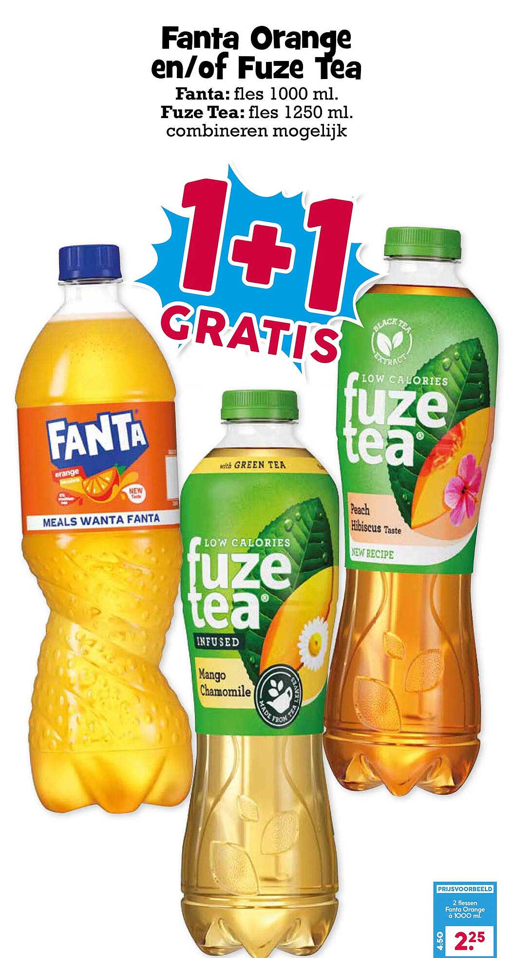Fanta Orange en/of Fuze Tea 1+1 gratis