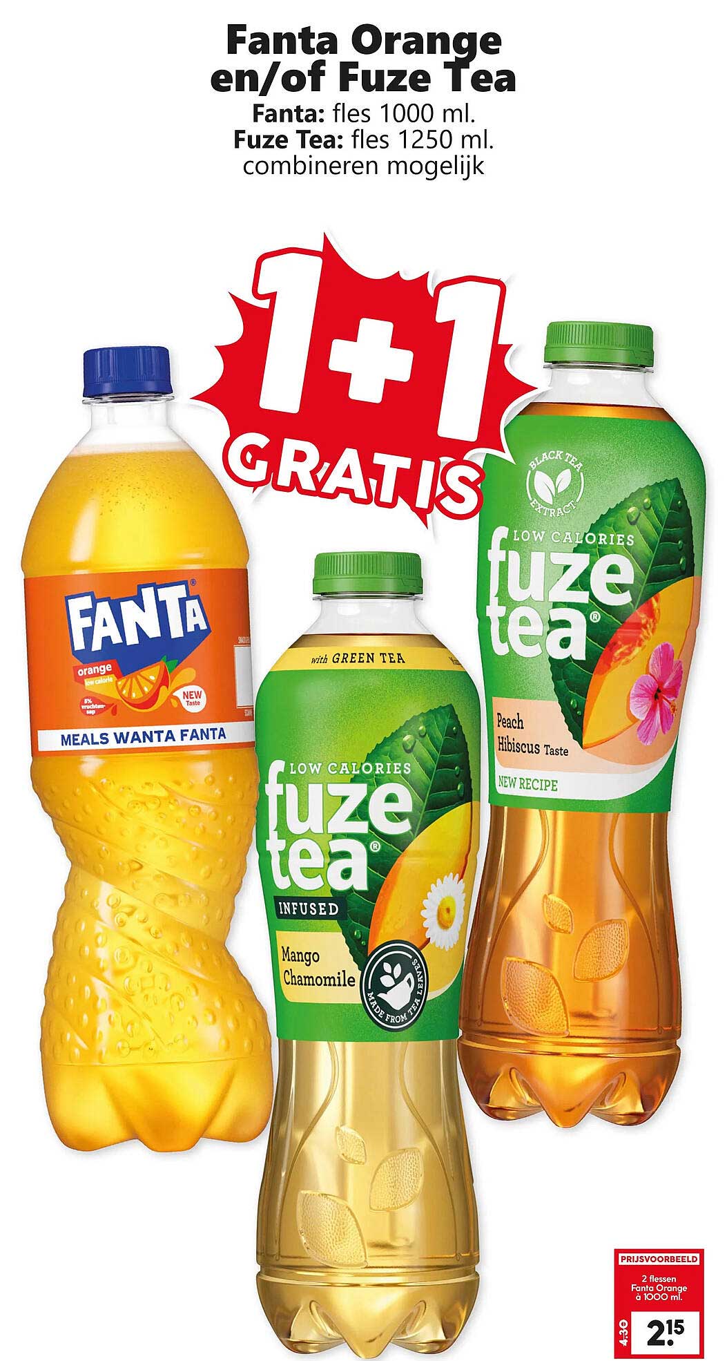 Fanta Orange en/of Fuze Tea 1+1 gratis